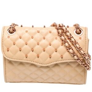 Rebecca Minkoff Quilted Affair Stud Bag chain strap rose gold neutral leather